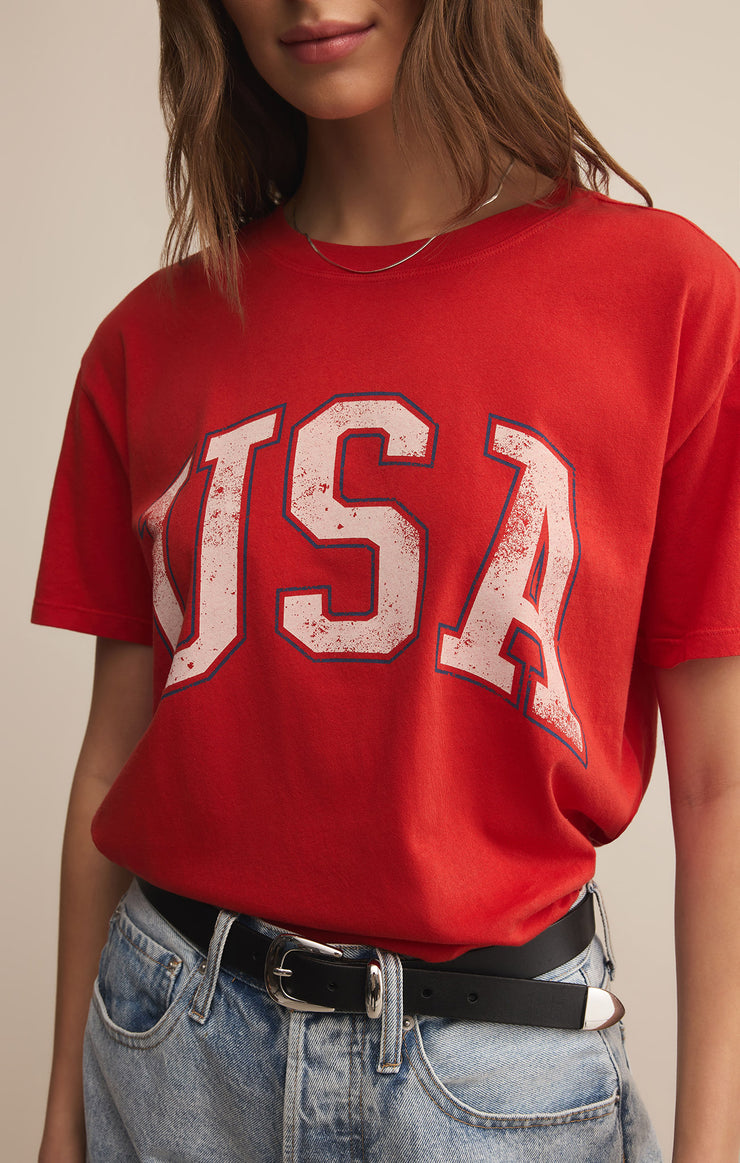 USA Boyfriend Tee - Cabana Red