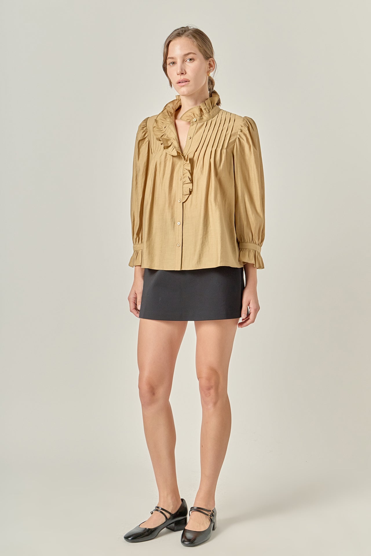 Ruffle Detailed Blouse - Olive