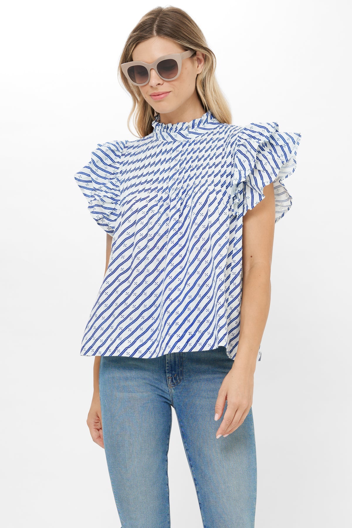 Pintuck Ruffle Top - Dipsy Navy