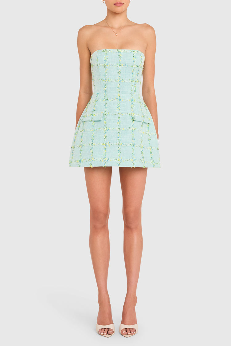 Amanda Uprichard - Strapless Bethany Skort Romper - Aquamarine