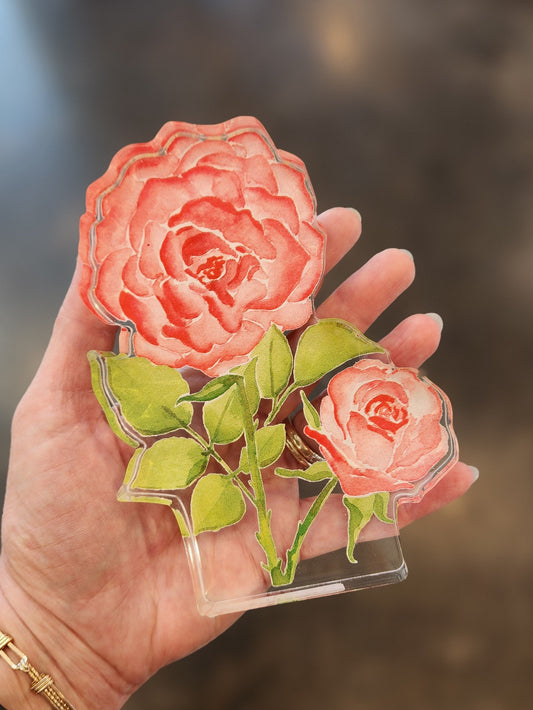 Red Rose Acrylic Art Block Large