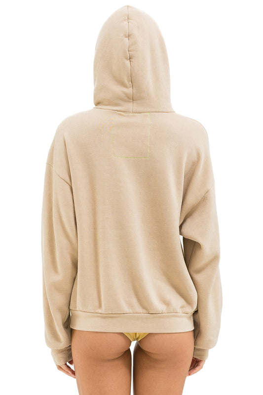 Wave Stripe 4 - Pullover Hoodie Relaxed - Sand // Pink