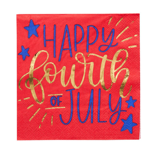 Modern Patriotic Cocktail Napkins Fireworks (20 Ct)