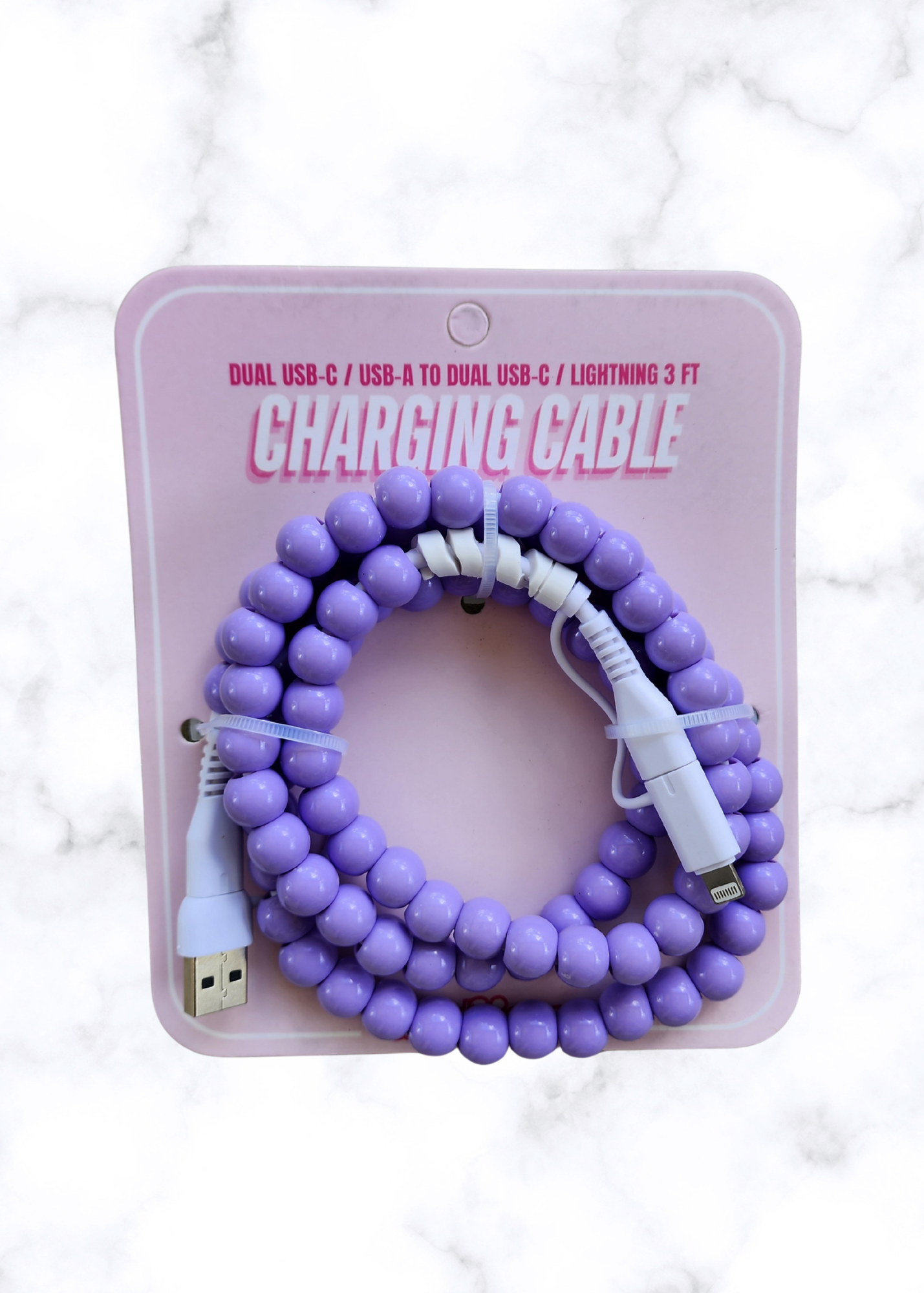 Beaded Charging Cable - Purple