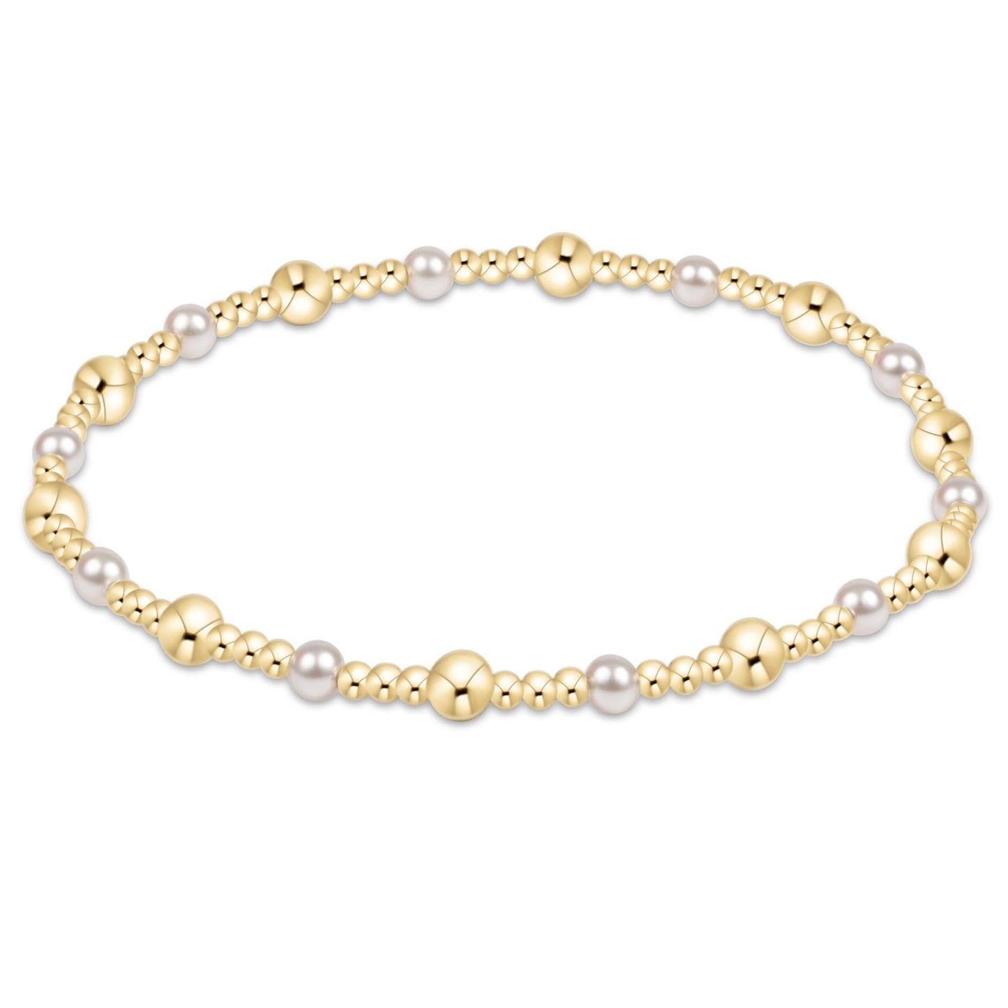 Extends - Classic Sincerity Pattern 4mm Bead Bracelet - Pearl