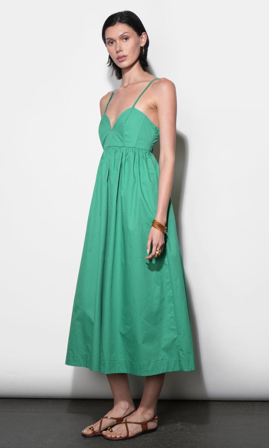 Libby Boned Bodice Midi Dress - Green