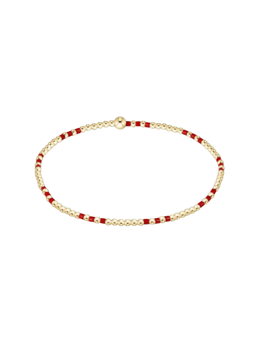 Gameday Hope Joy Pattern 2mm Bead Bracelet - Bright Red