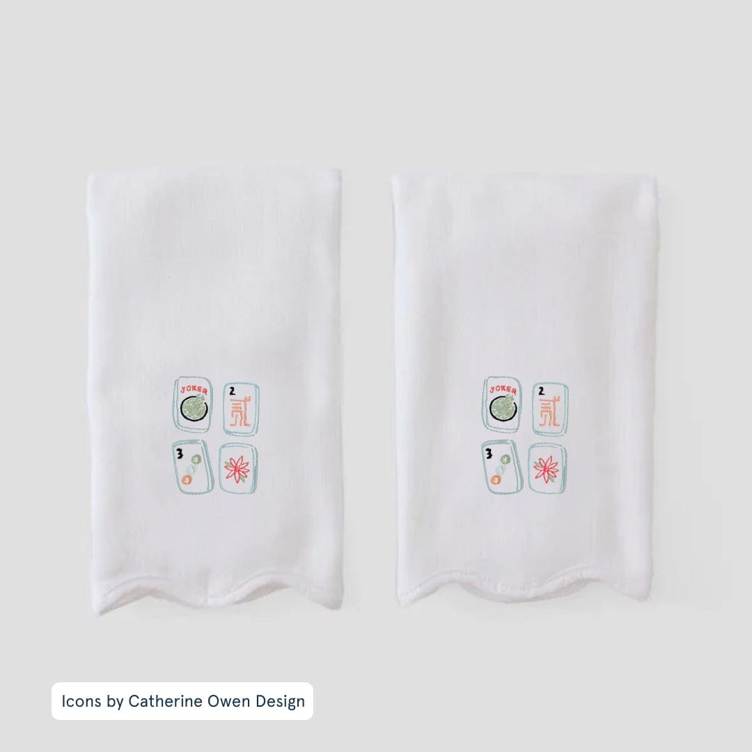 Mahjong Tiles Scalloped Powder Bath Towels