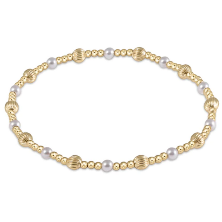 Dignity Sincerity Pattern 4mm Bead Bracelet - Pearl