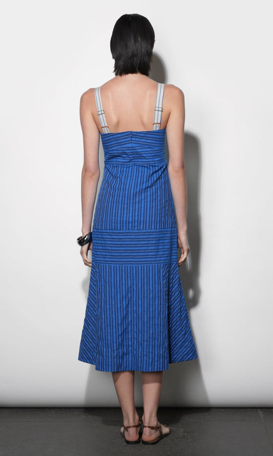Gail Stripe Work Midi Dress - Blue