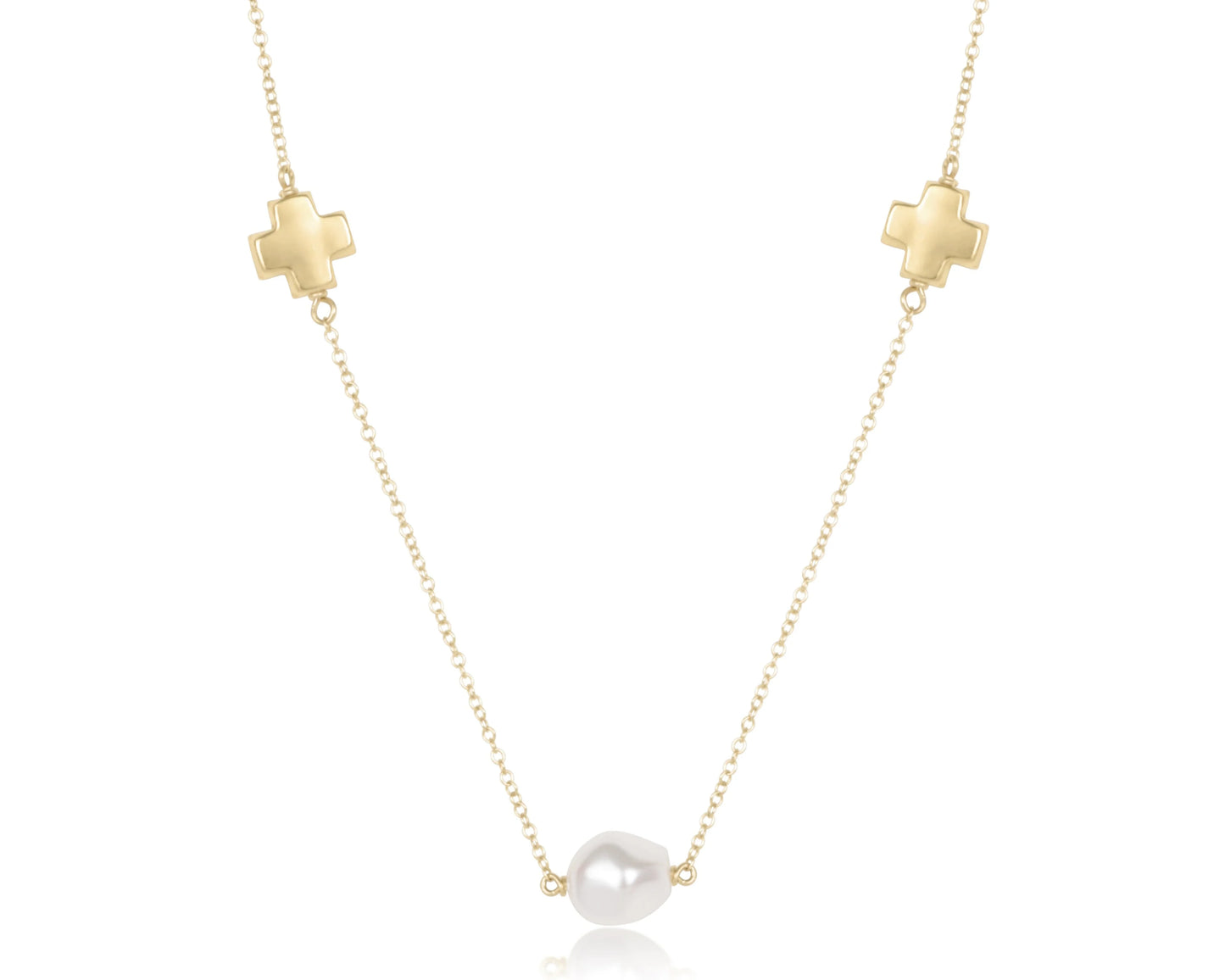 eNewton - Choker Signature Cross Admire Simplicity Chain Gold - Pearl
