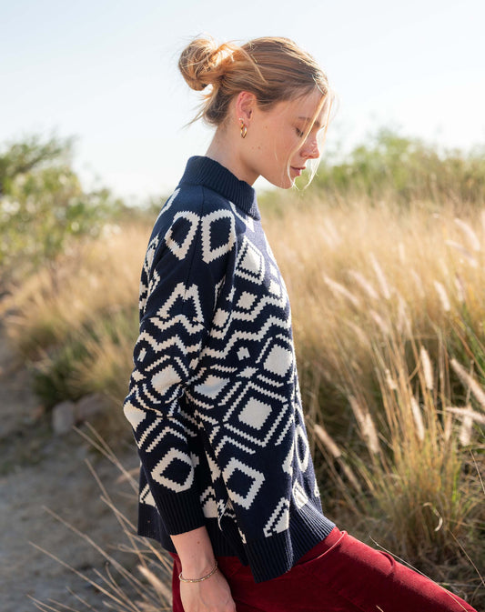 Sun Valley Sweater - Navy/Cream