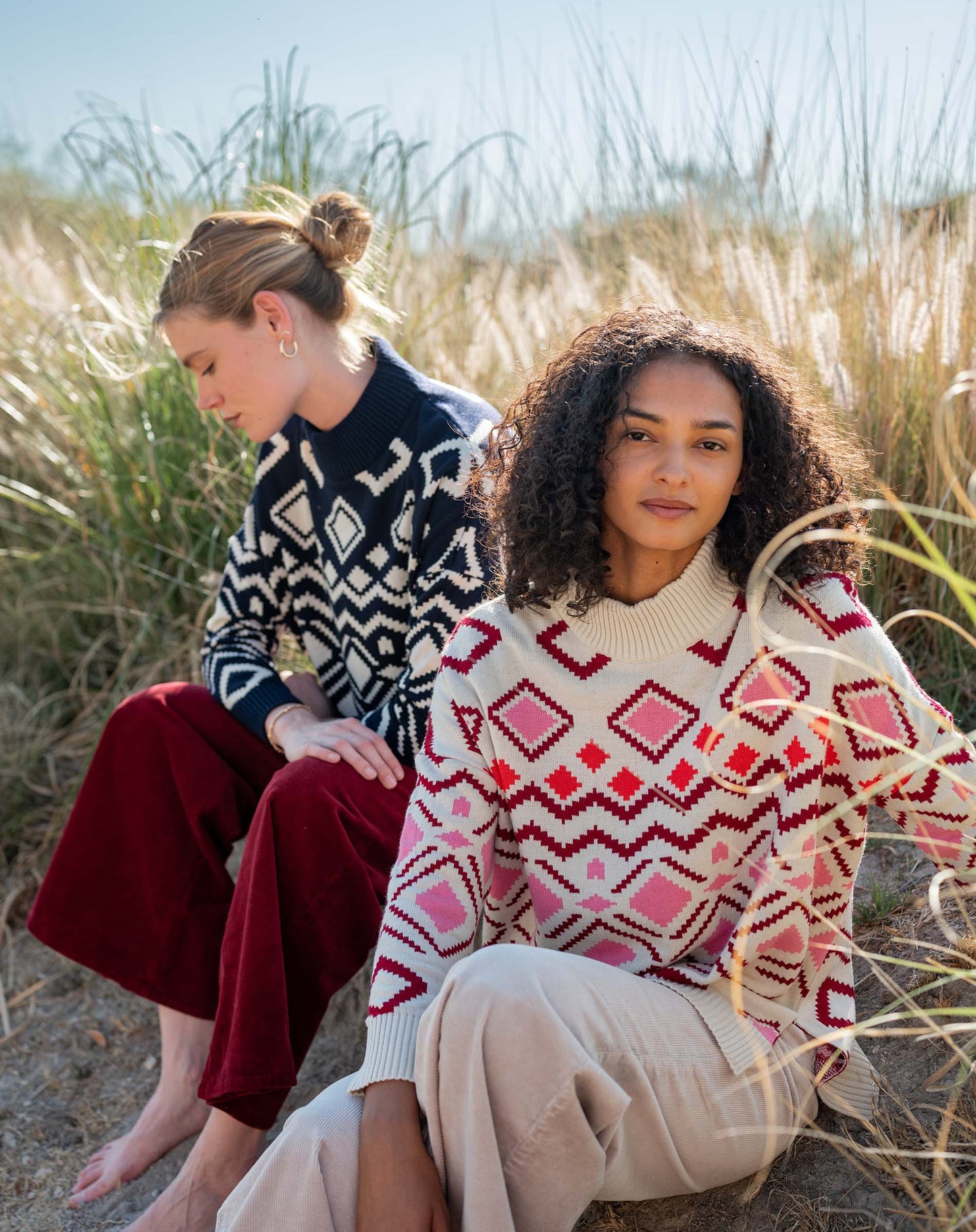 Sun Valley Sweater - Cream/Pink/Burgundy