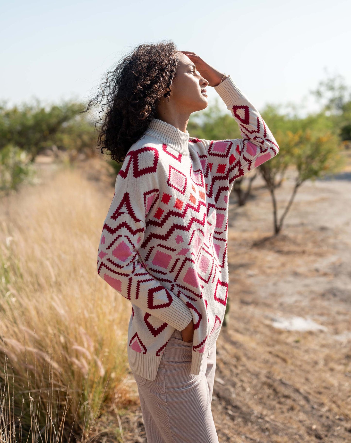 Sun Valley Sweater - Cream/Pink/Burgundy