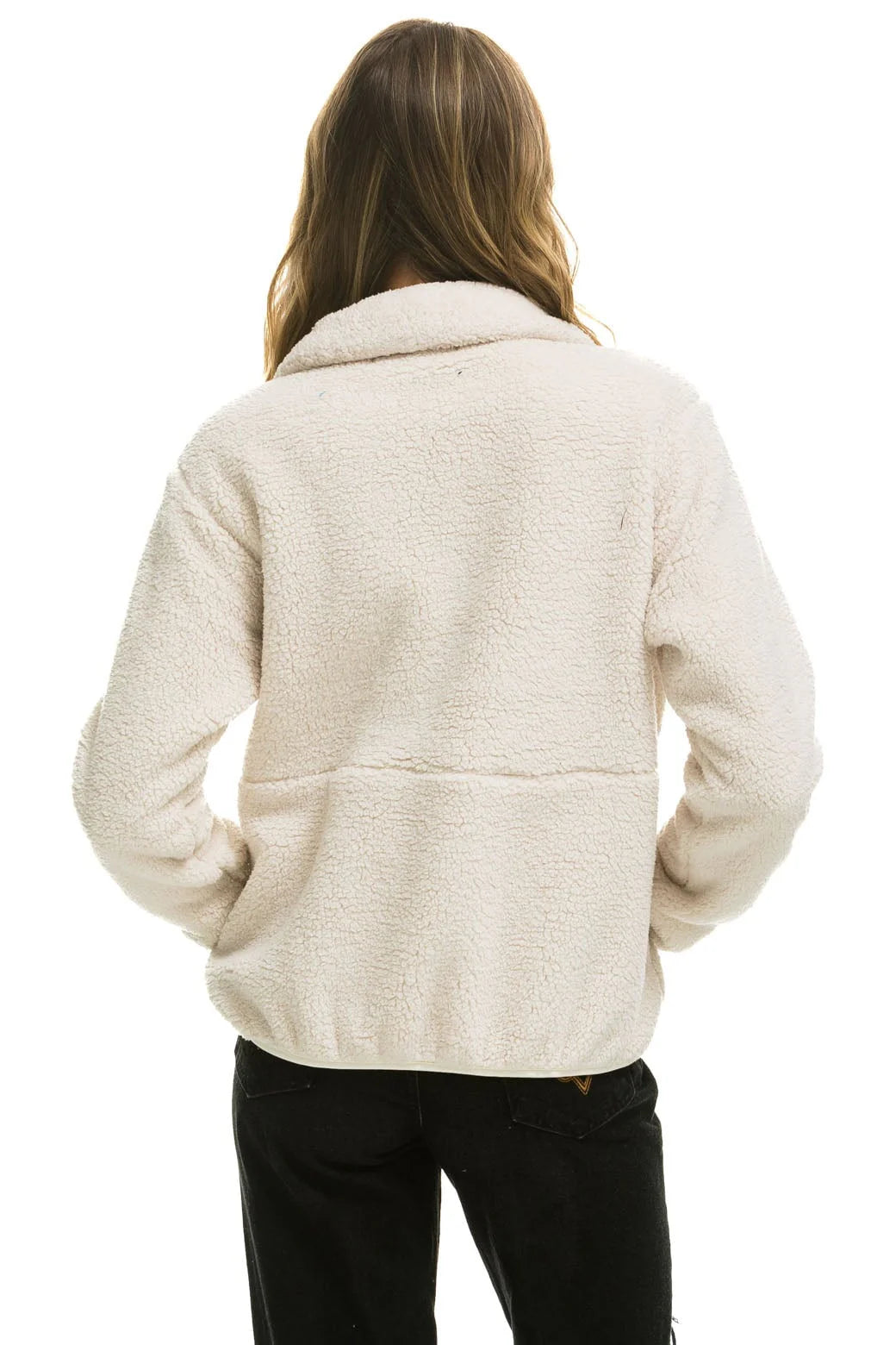 Aviator Nation - Teddy Unisex Half Zip Jacket - Vintage White