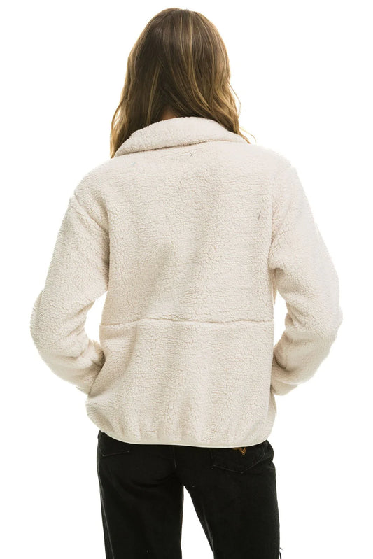 Teddy Unisex Half Zip Jacket - Vintage White