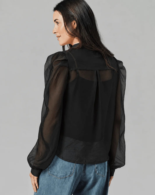 The Long Sleeve French Bow Shirt in Black