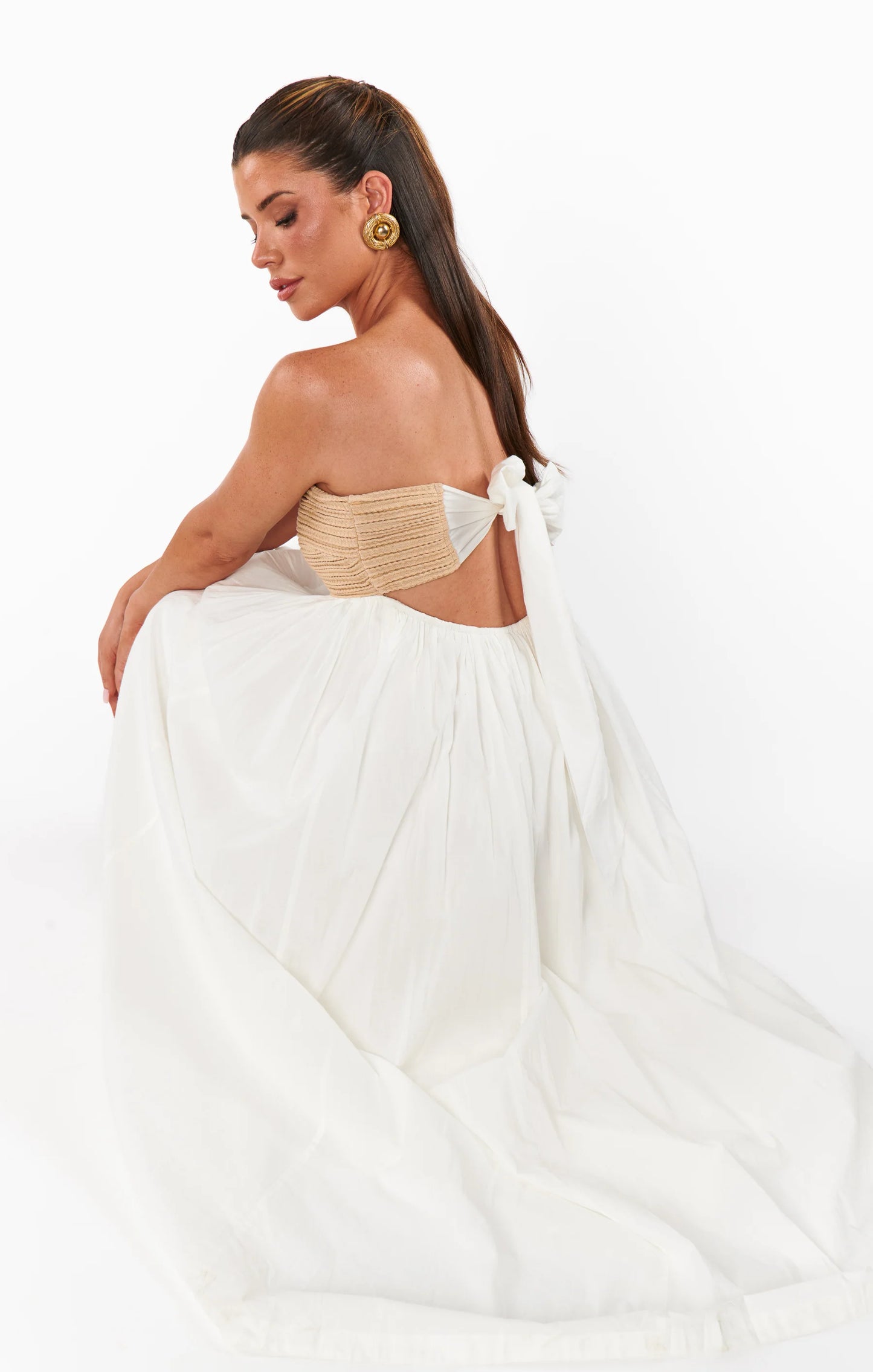 Show Me Your Mumu - Dockside Maxi Dress - White Voile with Twisted Rope