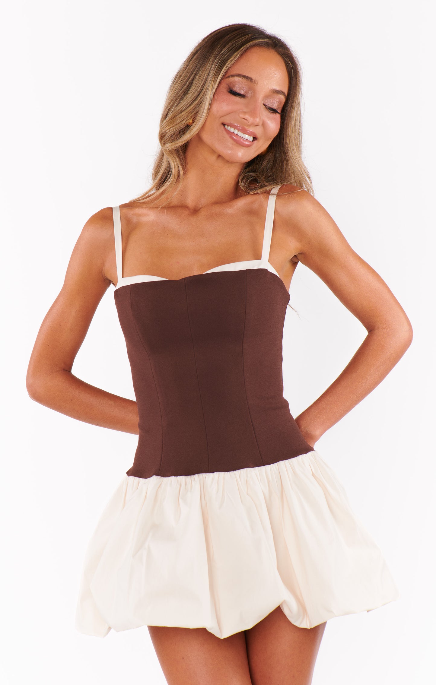 Tiffany Skort Dress - Chocolate & Cream