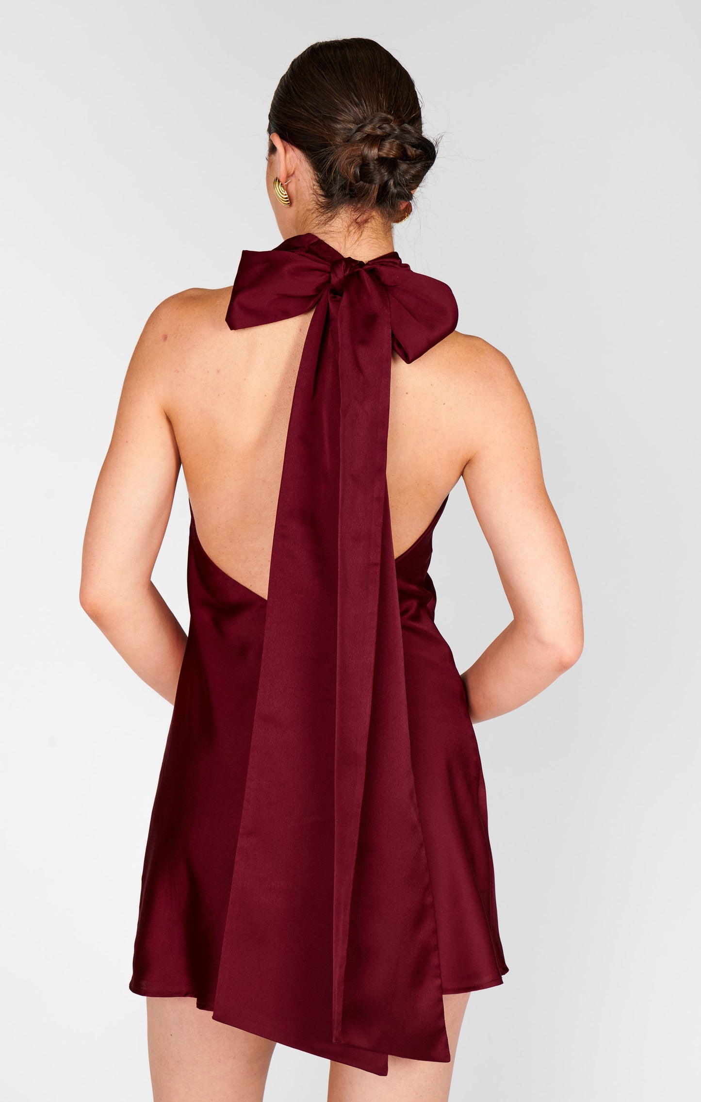 Lisa Mini Dress - Cranberry Luxe Satin