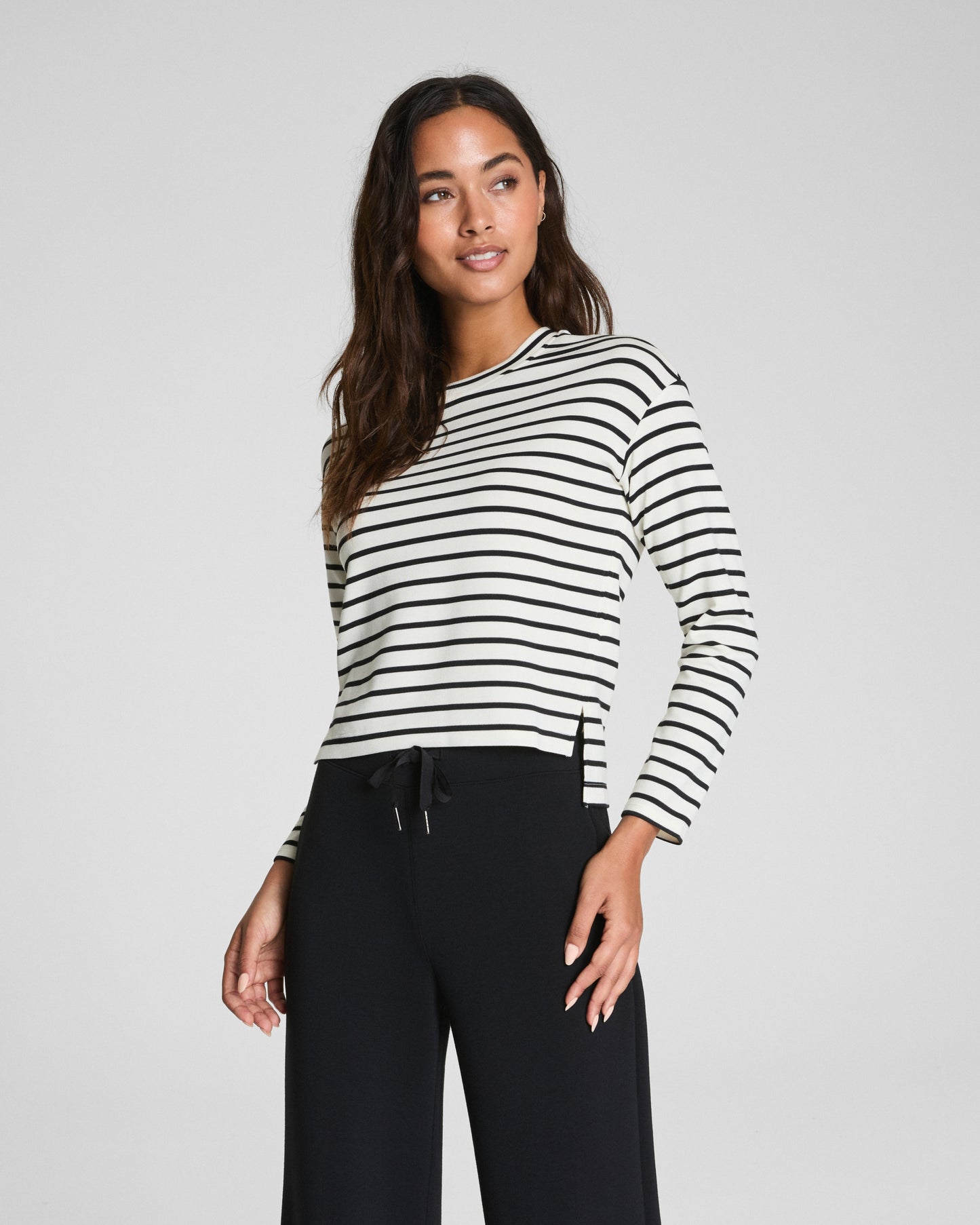 AirEssentials® Long Sleeve Side Slit Top - Pier Stripe