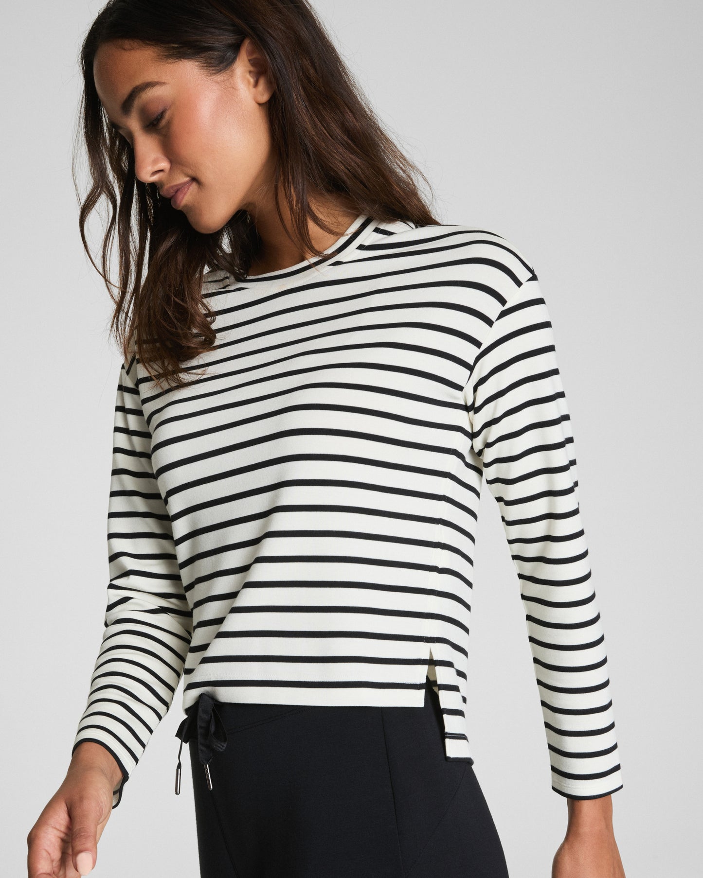 AirEssentials® Long Sleeve Side Slit Top - Pier Stripe
