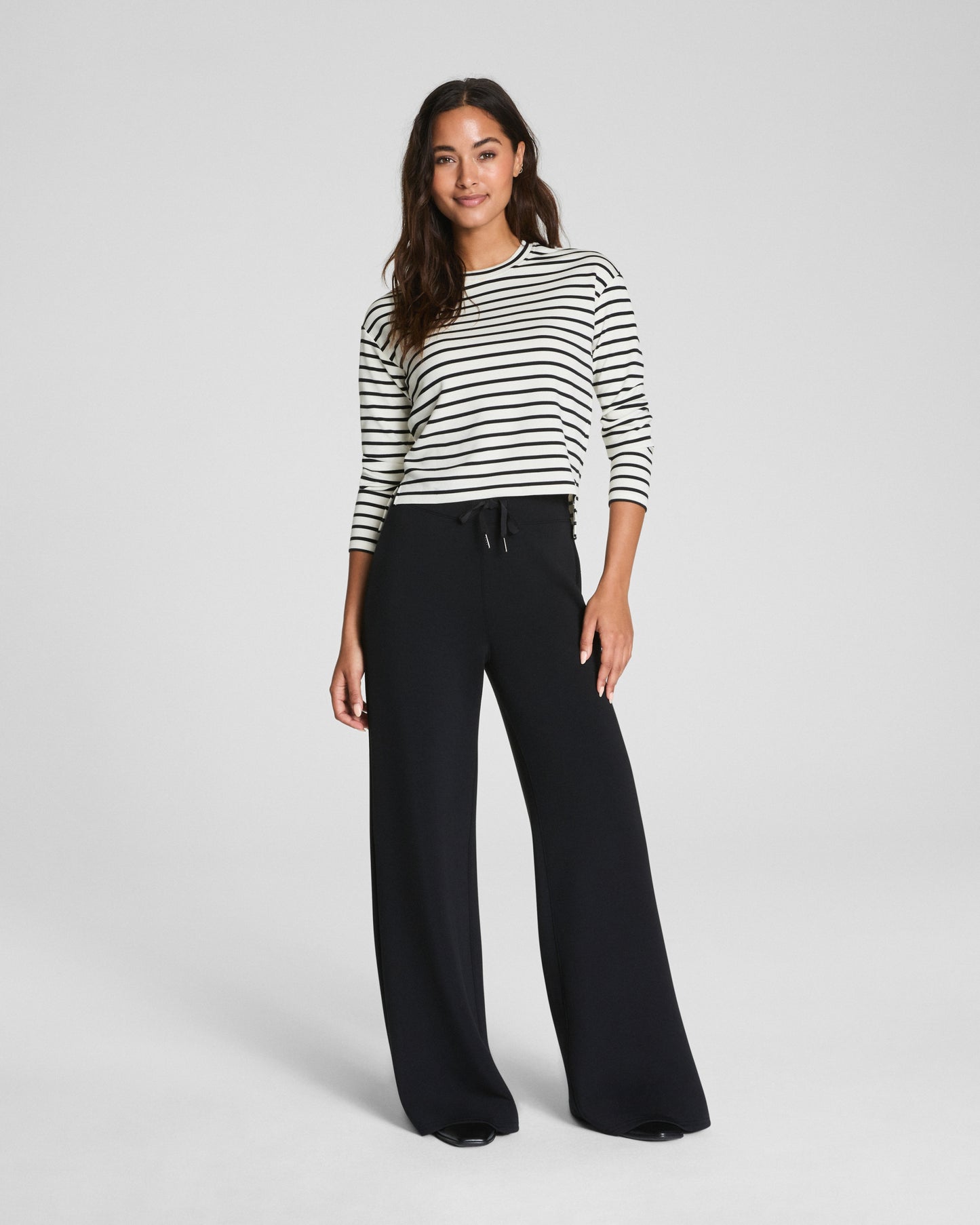 AirEssentials® Long Sleeve Side Slit Top - Pier Stripe