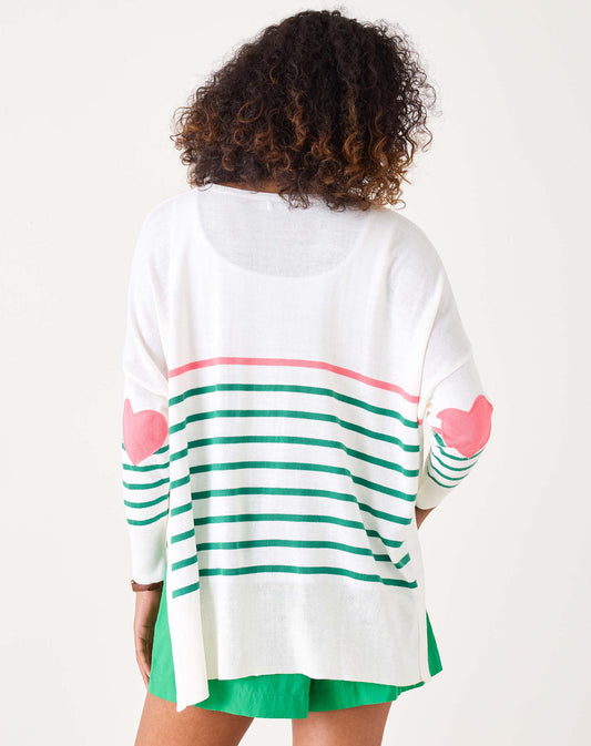Amour Sweater - Pink/Kelly Green Stripe