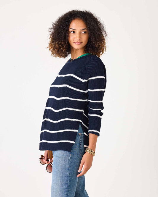 Camden Crewneck Sweater - Navy/Sea Salt Stripe