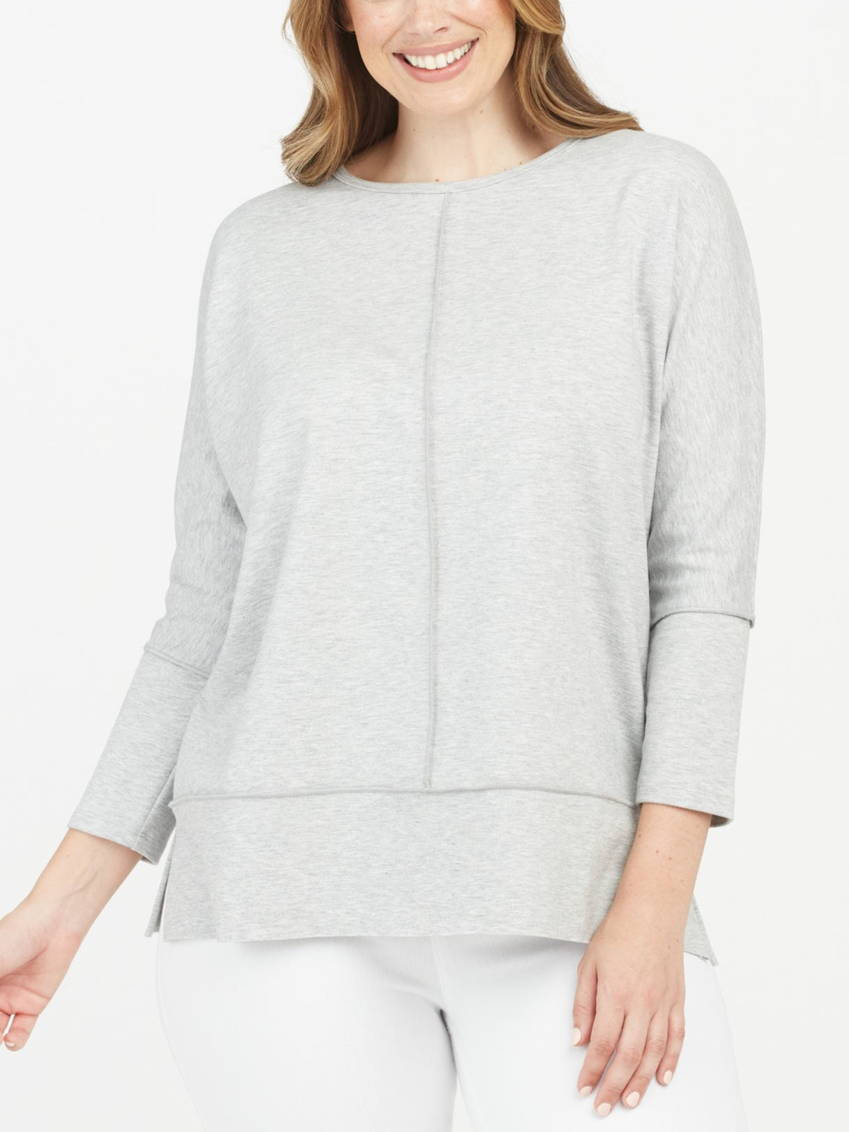 Spanx - Perfect Length Top, Dolman 3/4 Sleeve - Soft Grey Heather – Spinout