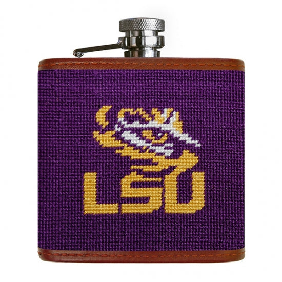LSU Needlepoint Flask