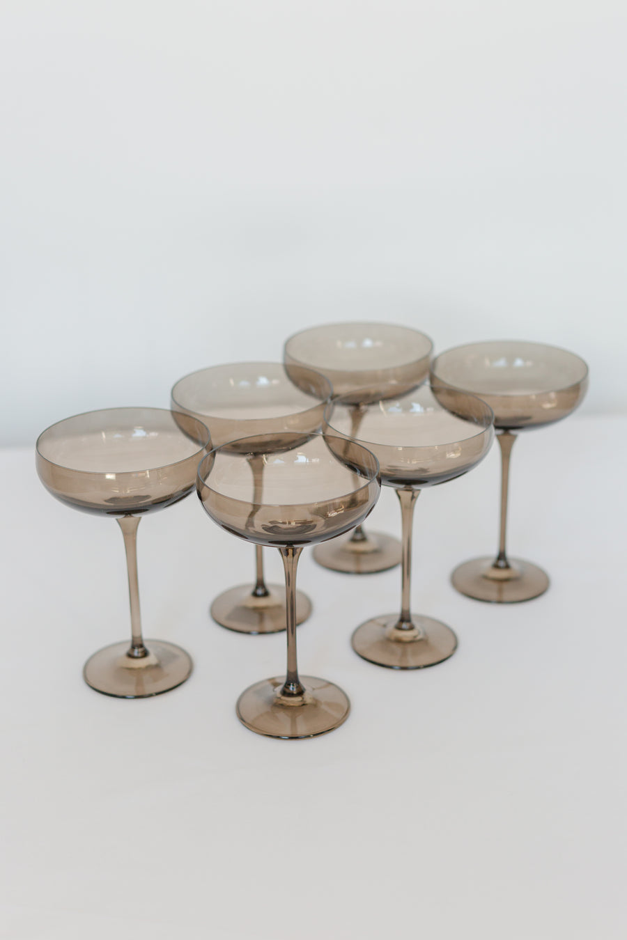 ESTELLE COLORED CHAMPAGNE COUPE STEMWARE - SET OF 6 {GRAY SMOKE}