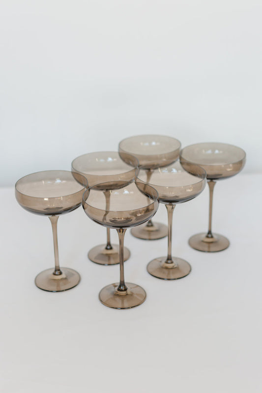 ESTELLE COLORED CHAMPAGNE COUPE STEMWARE - SET OF 6 {GRAY SMOKE}