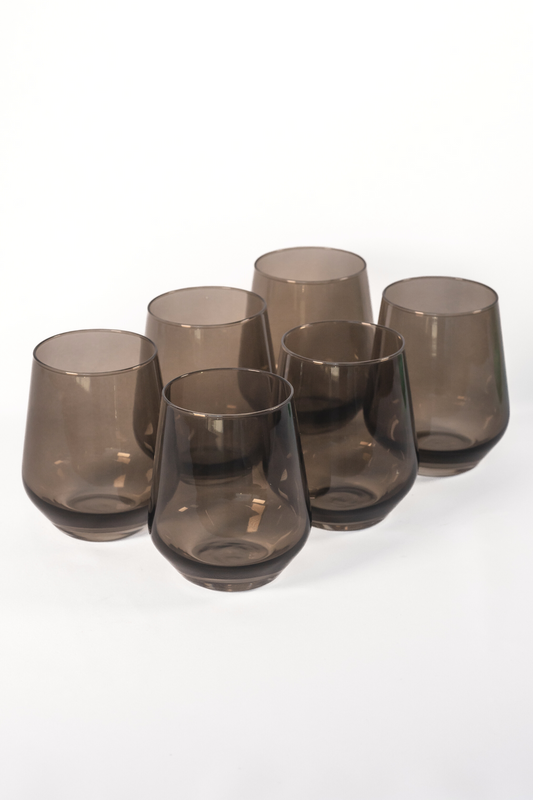 ESTELLE COLORED WINE STEMLESS - SET OF 6 {GRAY SMOKE}