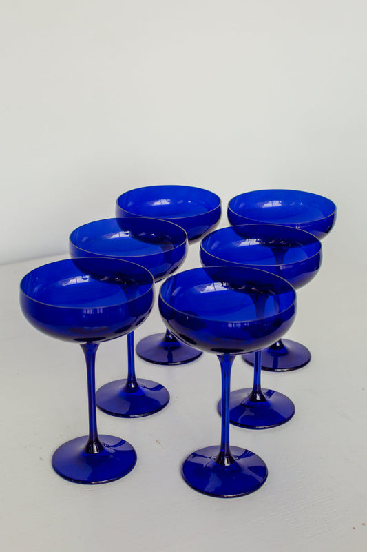 ESTELLE COLORED CHAMPAGNE COUPE STEMWARE - SET OF 6 {ROYAL BLUE}