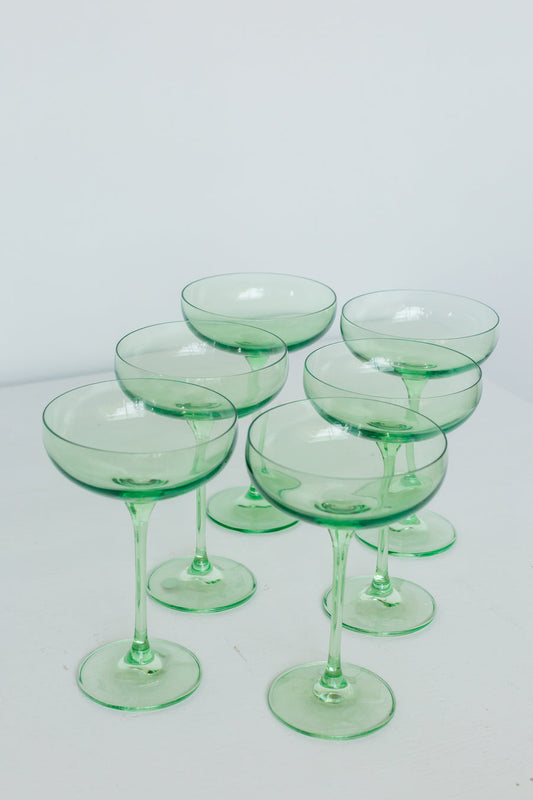 ESTELLE COLORED CHAMPAGNE COUPE STEMWARE - SET OF 6 {MINT GREEN}