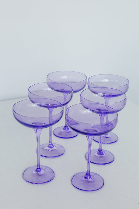 ESTELLE COLORED CHAMPAGNE COUPE STEMWARE - SET OF 6 {LAVENDER}