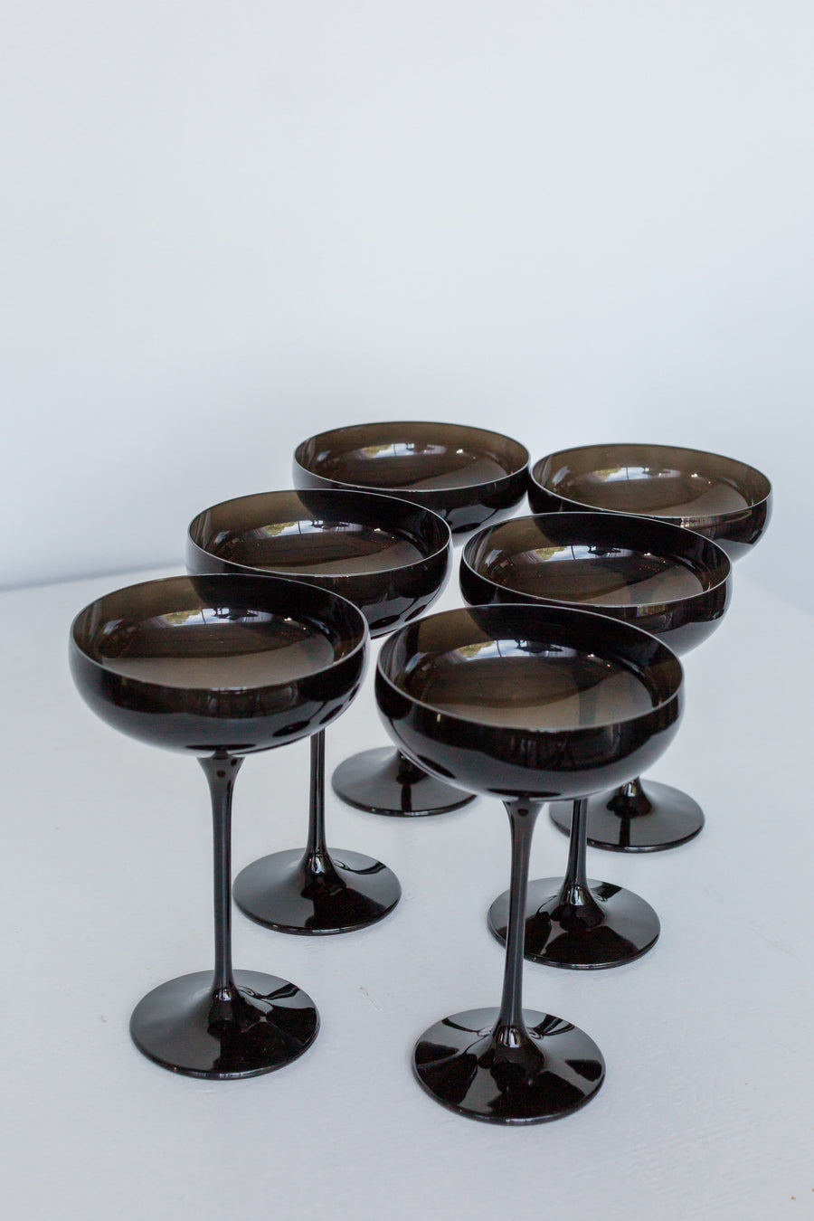 ESTELLE COLORED CHAMPAGNE COUPE STEMWARE - SET OF 6 {BLACK ONYX}