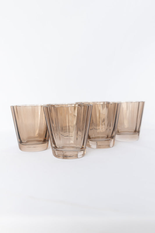 ESTELLE COLORED SUNDAY LOW BALLS - SET OF 6 {AMBER SMOKE}