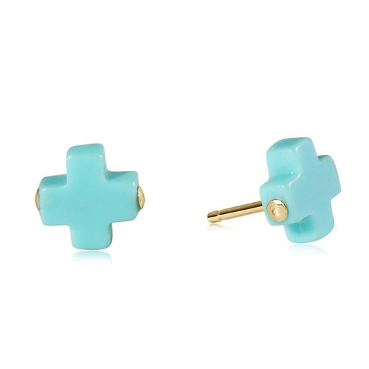Signature Cross Studs - Turquoise