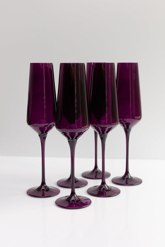 ESTELLE COLORED CHAMPAGNE FLUTE - SET OF 6 {AMETHYST}