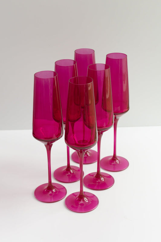 ESTELLE COLORED CHAMPAGNE FLUTE - SET OF 6 {VIVA MAGENTA (OUR FUCHSIA)}
