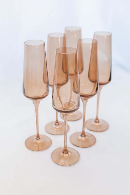 ESTELLE COLORED CHAMPAGNE FLUTE - SET OF 6 {AMBER SMOKE}
