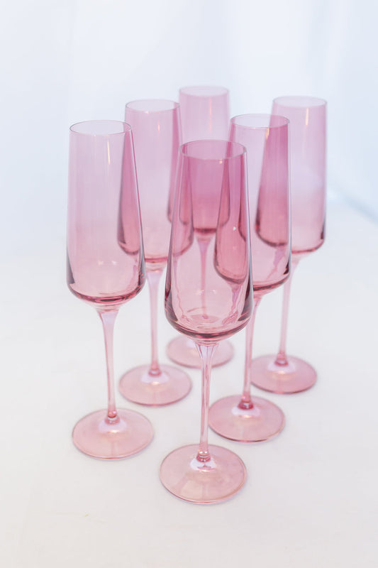 ESTELLE COLORED CHAMPAGNE FLUTE - SET OF 6 {ROSE}