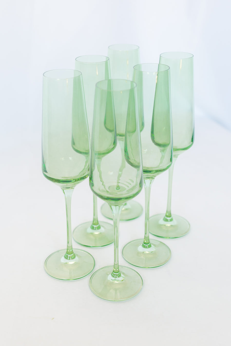 ESTELLE COLORED CHAMPAGNE FLUTE - SET OF 6 {MINT GREEN}