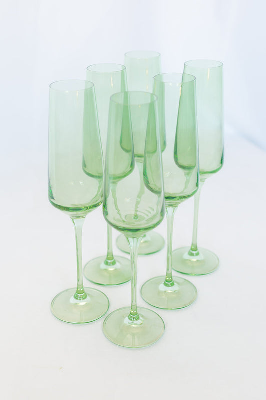 ESTELLE COLORED CHAMPAGNE FLUTE - SET OF 6 {MINT GREEN}