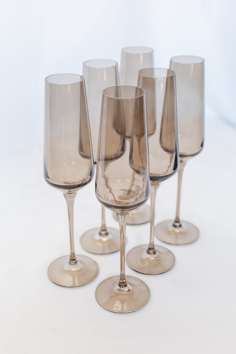 ESTELLE COLORED CHAMPAGNE FLUTE - SET OF 6 {GRAY SMOKE}