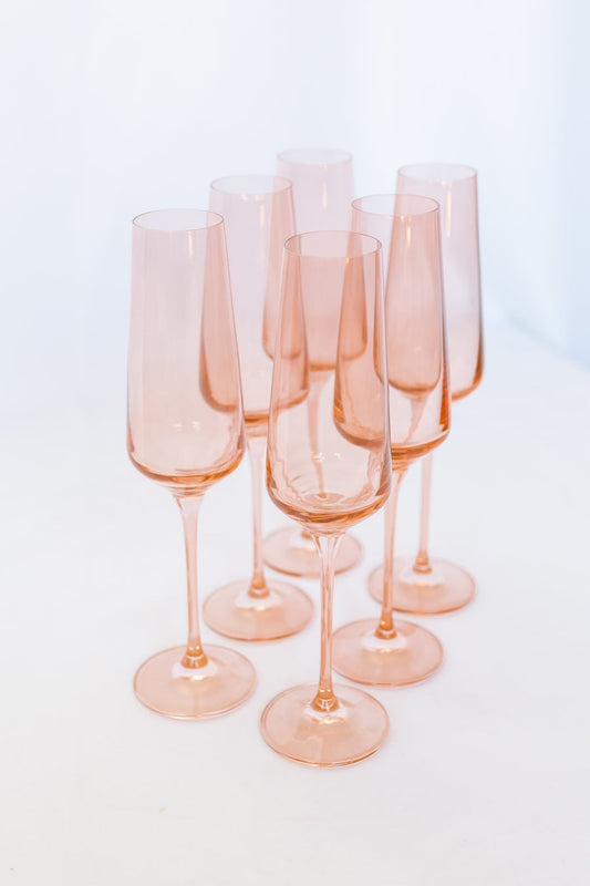 ESTELLE COLORED CHAMPAGNE FLUTE - SET OF 6 {BLUSH PINK}