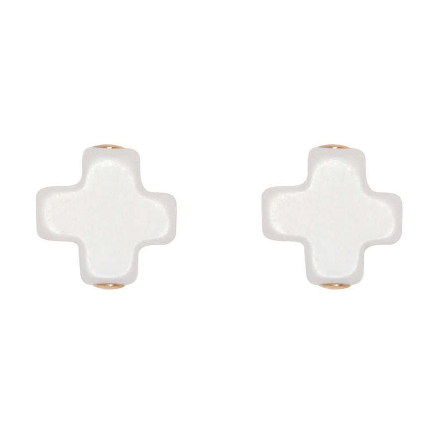 eNewton - Signature Cross Studs - Off-White