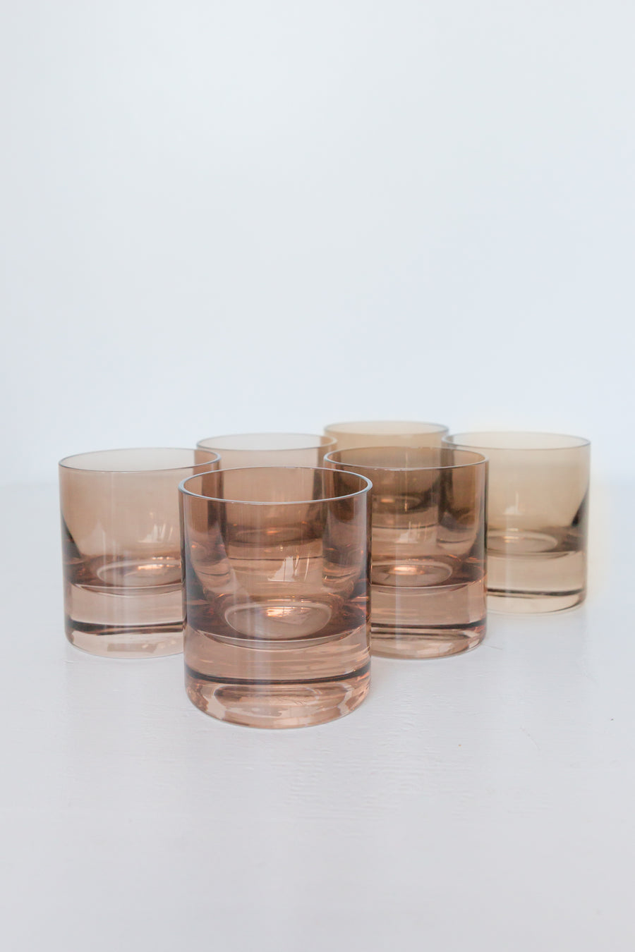 ESTELLE COLORED ROCKS GLASS - SET OF 6 {AMBER SMOKE}